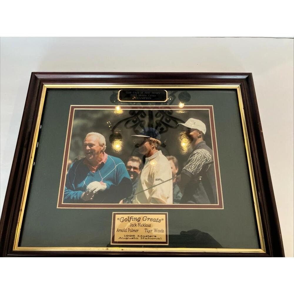 PGA Masters Augusta 1996 Framed Photo w/ Arnold Palmer Jack Nicklaus Tiger Woods - Picture 2 of 10
